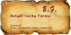 Botyánszky Ferenc névjegykártya